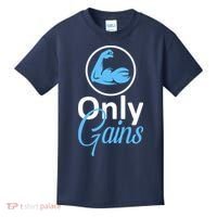 Only Gains Funny Gym Fitness Workout Parody Kids T-Shirt thumb 0