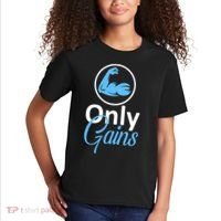Only Gains Funny Gym Fitness Workout Parody Kids T-Shirt thumb 2