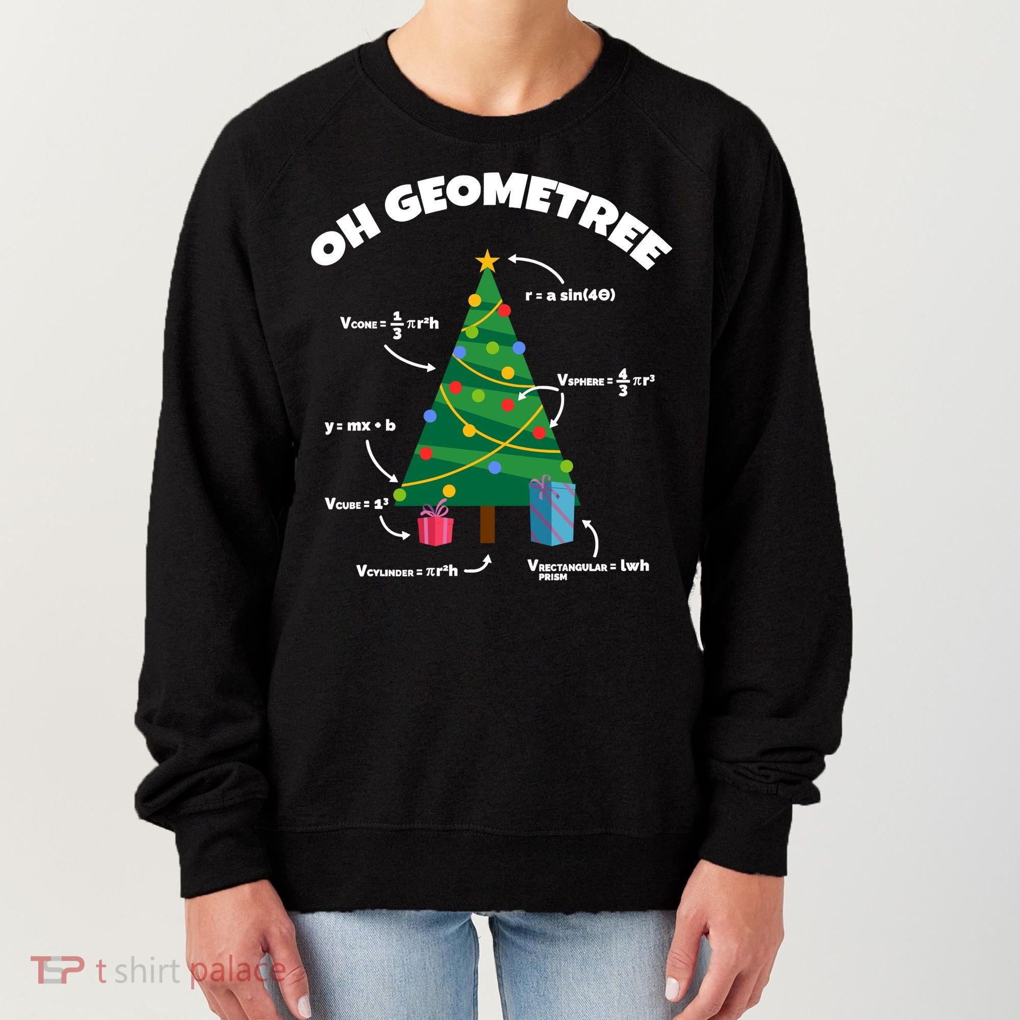 Oh Geometree Funny Christmas Tree Math Teacher Women's Sweatshirt