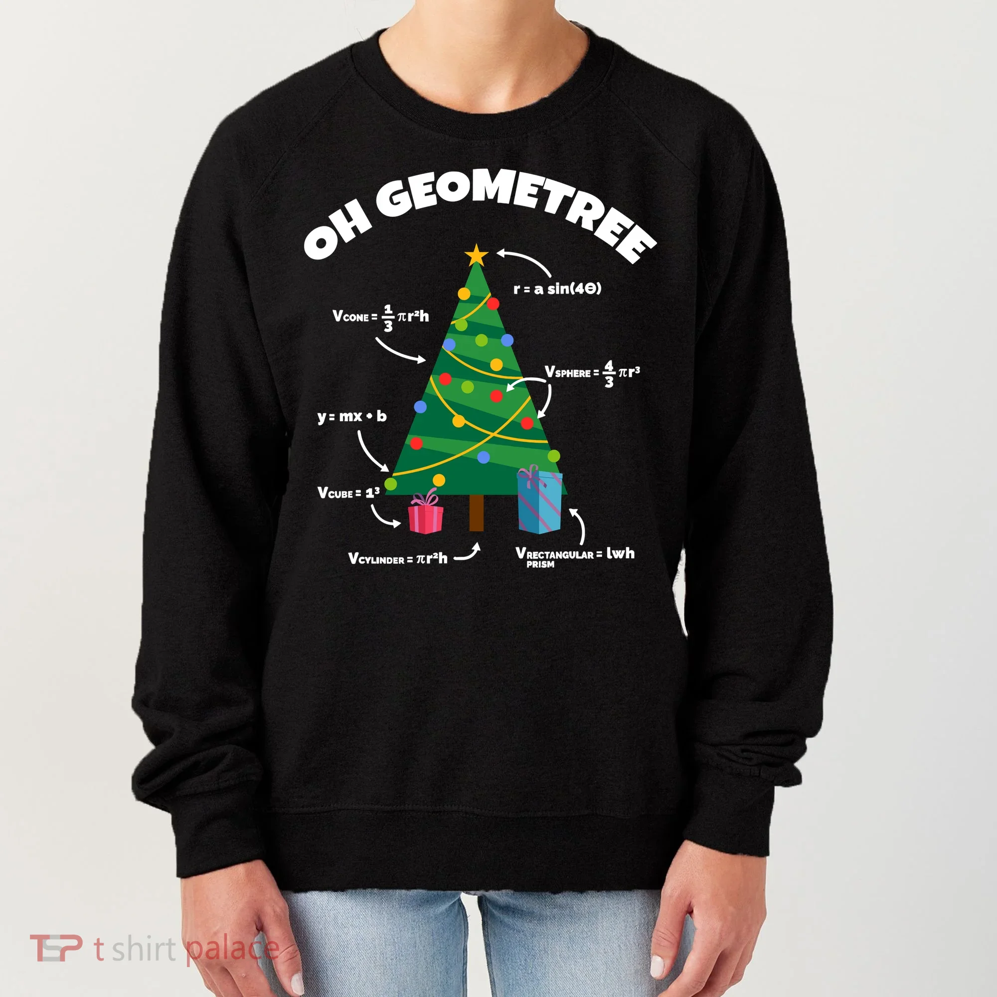 Oh Geometree Funny Christmas Tree Math Teacher Women's Sweatshirt