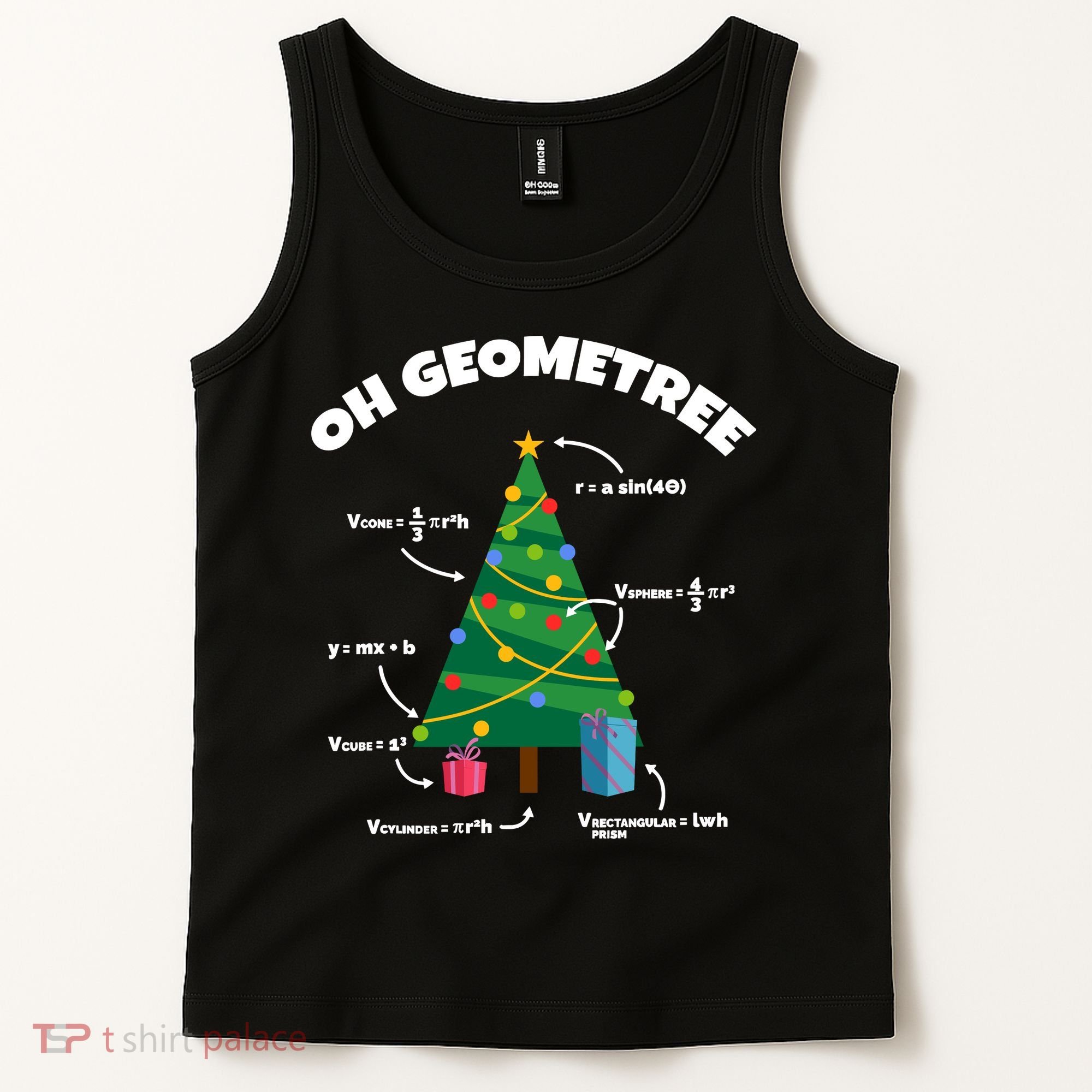Oh Geometree Funny Christmas Tree Math Teacher Tank Top