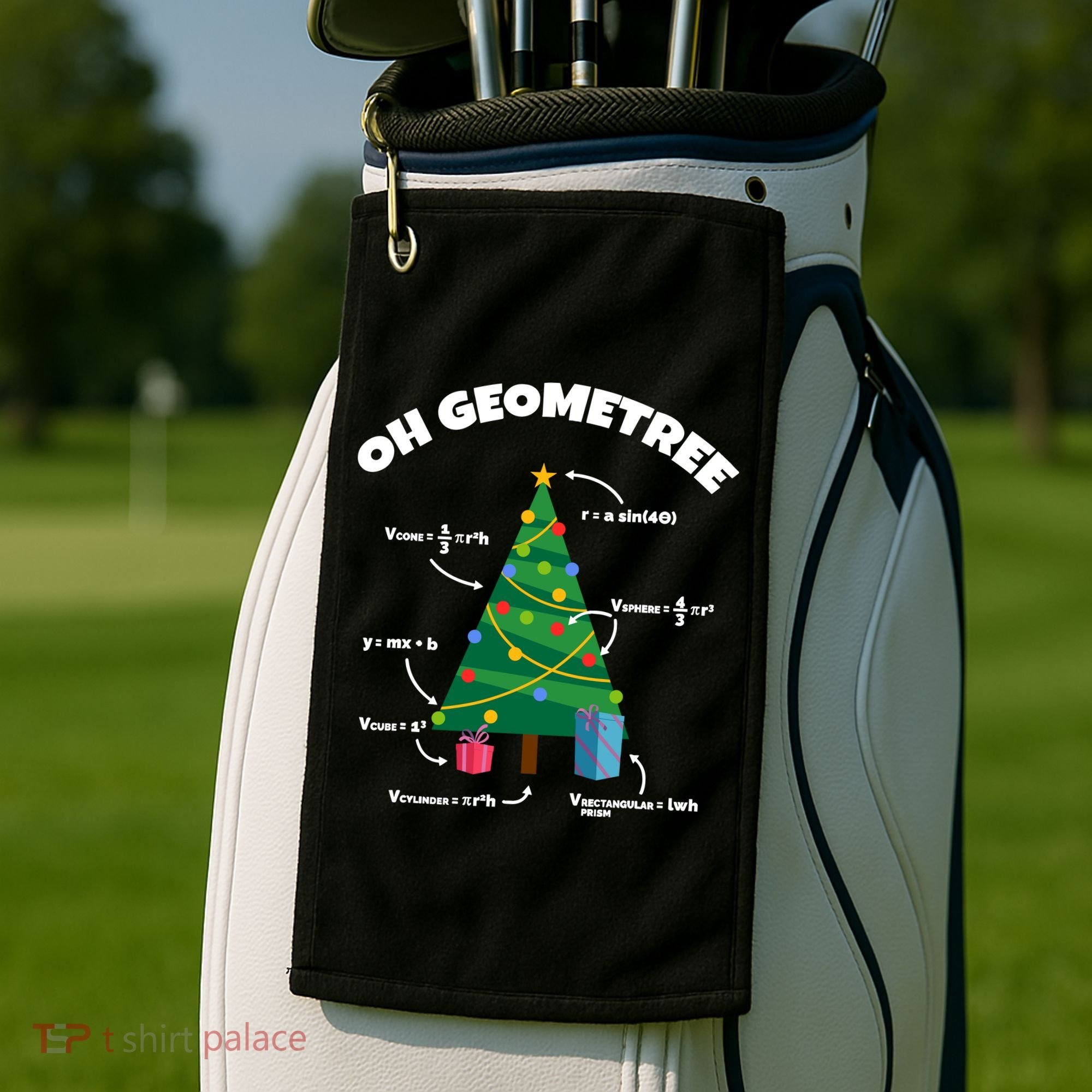 Oh Geometree Funny Christmas Tree Math Teacher Golf Towel