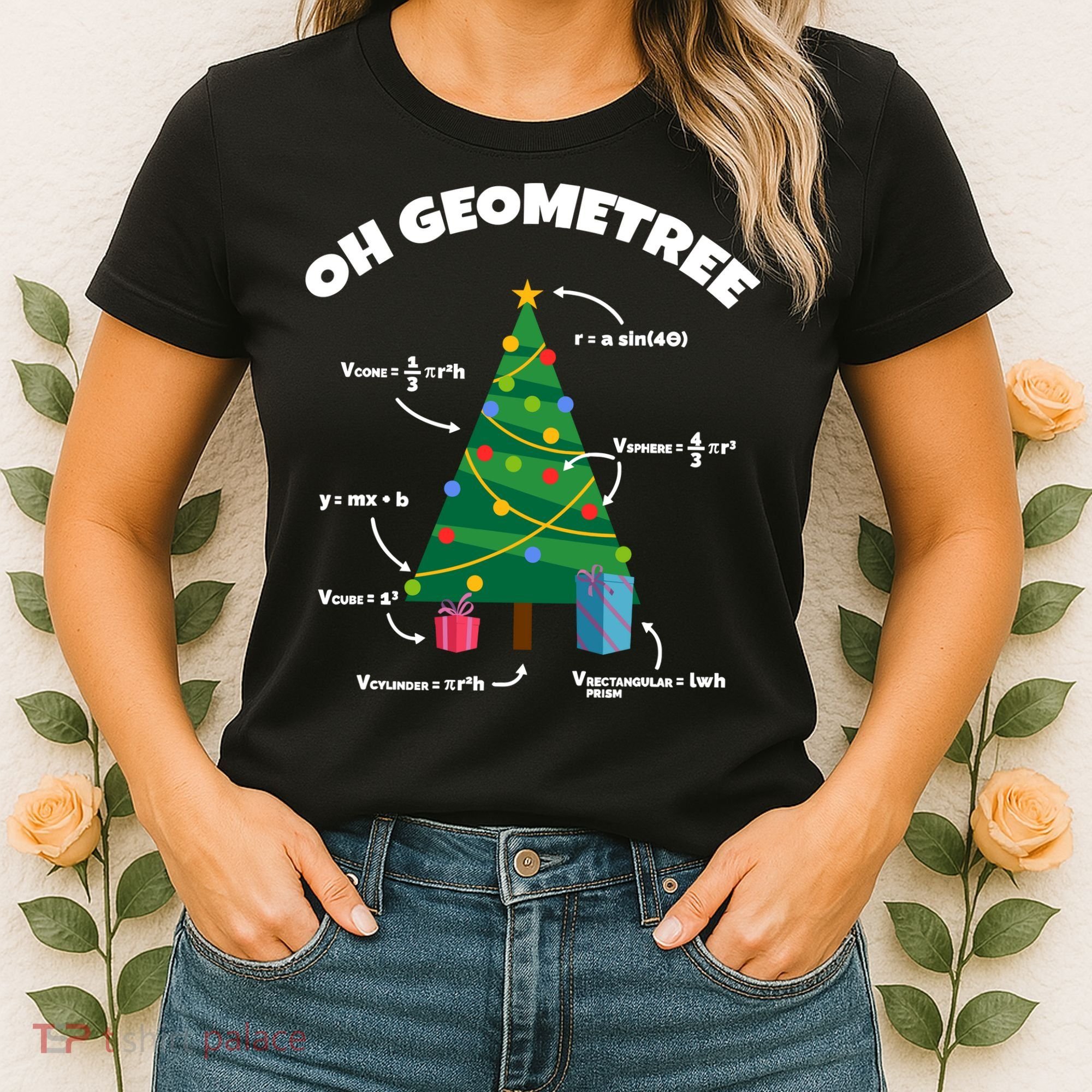 Oh Geometree Funny Christmas Tree Math Teacher Women's T-Shirt