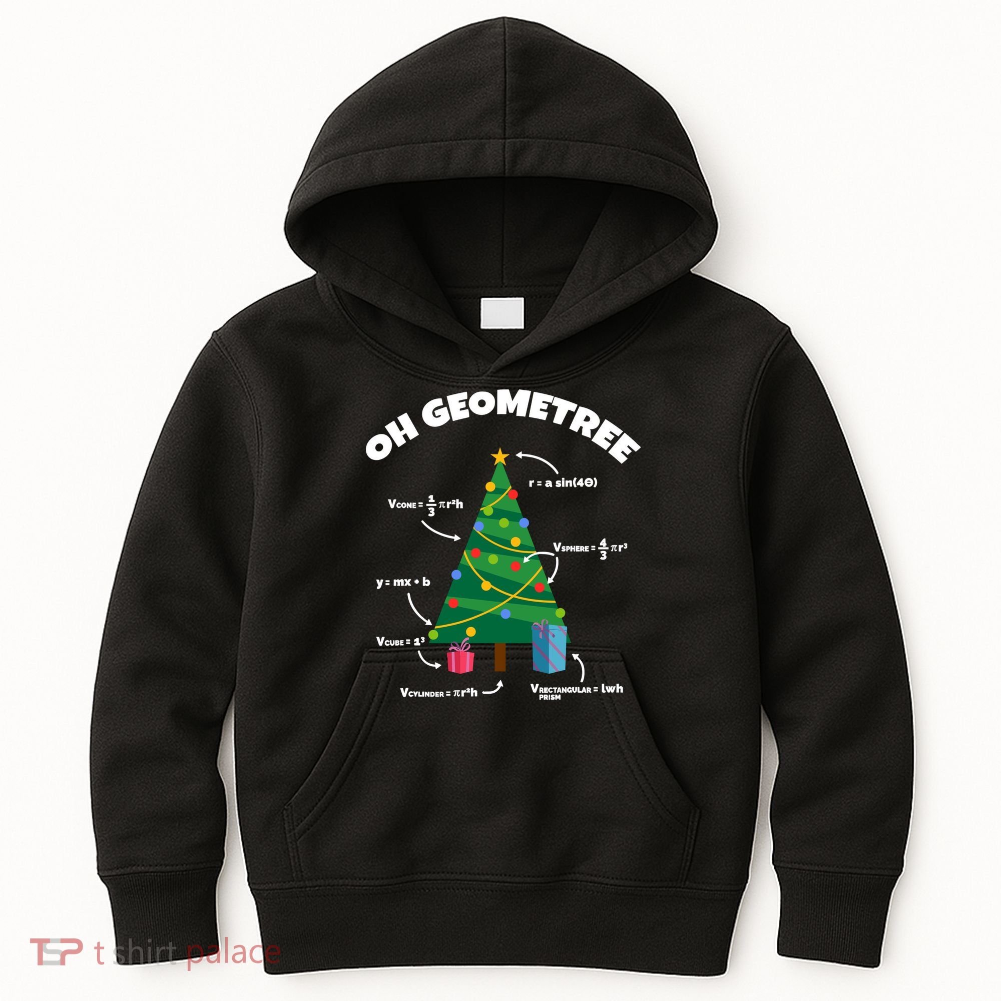 Oh Geometree Funny Christmas Tree Math Teacher Kids Hoodie