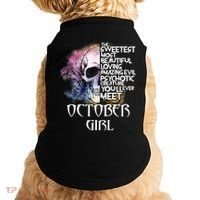 October Girl Funny Birthday Skull Woman Doggie Tank thumb 0