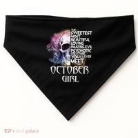 October Girl Funny Birthday Skull Woman USA-Made Doggie Bandana thumb 0