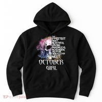 October Girl Funny Birthday Skull Woman Hoodie thumb 0