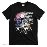 October Girl Funny Birthday Skull Woman T-Shirt thumb 0