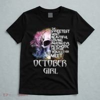 October Girl Funny Birthday Skull Woman T-Shirt thumb 5