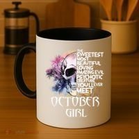 October Girl Funny Birthday Skull Woman Coffee Mug thumb 4