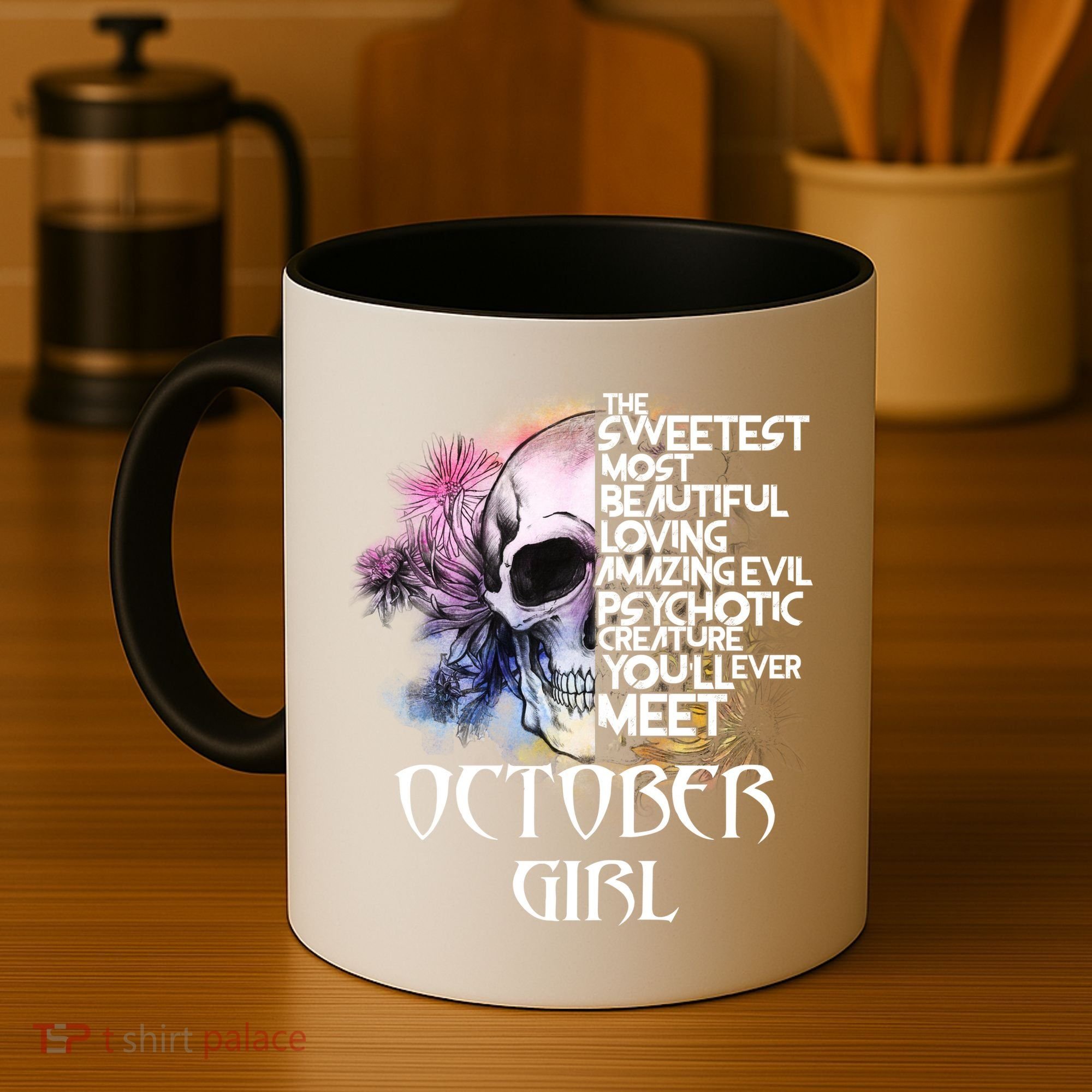 October Girl Funny Birthday Skull Woman Coffee Mug