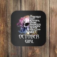 October Girl Funny Birthday Skull Woman Coaster thumb 0