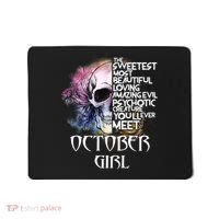 October Girl Funny Birthday Skull Woman Mousepad thumb 0