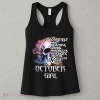 October Girl Funny Birthday Skull Woman Women's Tank Top thumb 3