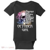 October Girl Funny Birthday Skull Woman Baby Bodysuit thumb 0
