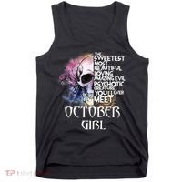 October Girl Funny Birthday Skull Woman Tank Top thumb 0