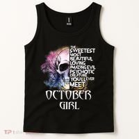 October Girl Funny Birthday Skull Woman Tank Top thumb 2
