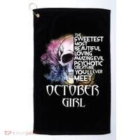 October Girl Funny Birthday Skull Woman Golf Towel thumb 0