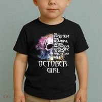 October Girl Funny Birthday Skull Woman Toddler T-Shirt thumb 2