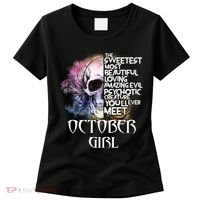 October Girl Funny Birthday Skull Woman Women's T-Shirt thumb 0