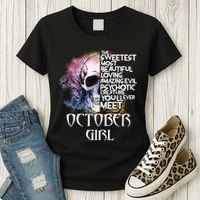 October Girl Funny Birthday Skull Woman Women's T-Shirt thumb 3