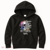 October Girl Funny Birthday Skull Woman Kids Hoodie thumb 0