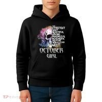 October Girl Funny Birthday Skull Woman Kids Hoodie thumb 4