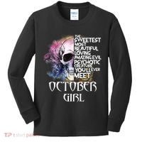 October Girl Funny Birthday Skull Woman Kids Long Sleeve Shirt thumb 0