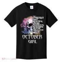 October Girl Funny Birthday Skull Woman Kids T-Shirt thumb 0