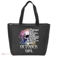 October Girl Funny Birthday Skull Woman Tote Bag thumb 0