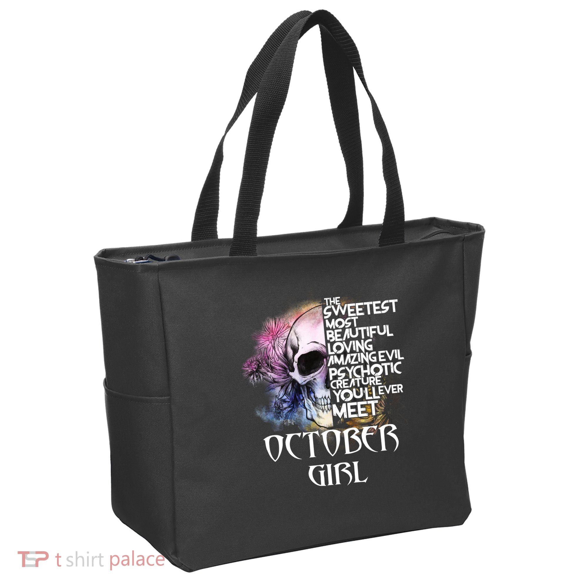 October Girl Funny Birthday Skull Woman Tote Bag