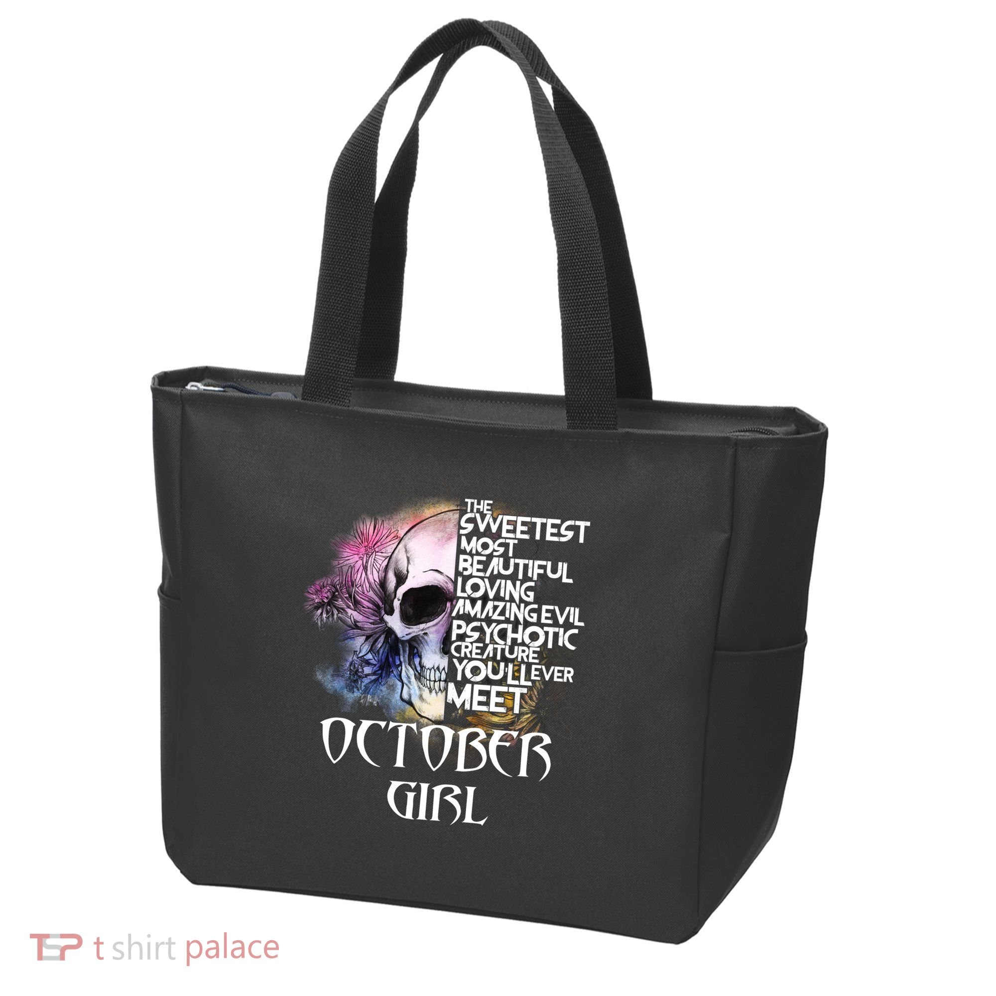 October Girl Funny Birthday Skull Woman Tote Bag