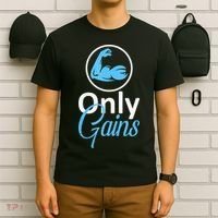 Only Gains Funny Gym Fitness Workout Parody T-Shirt thumb 6