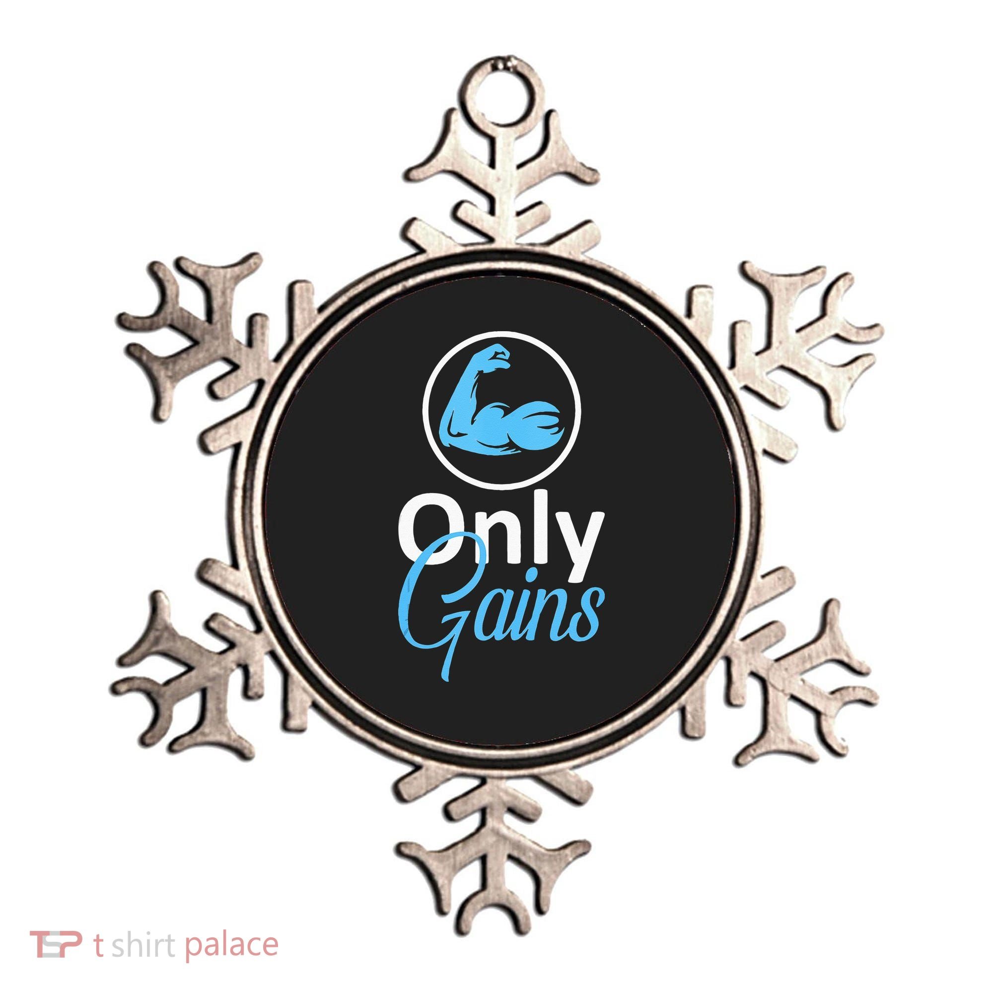 Only Gains Funny Gym Fitness Workout Parody Ornament