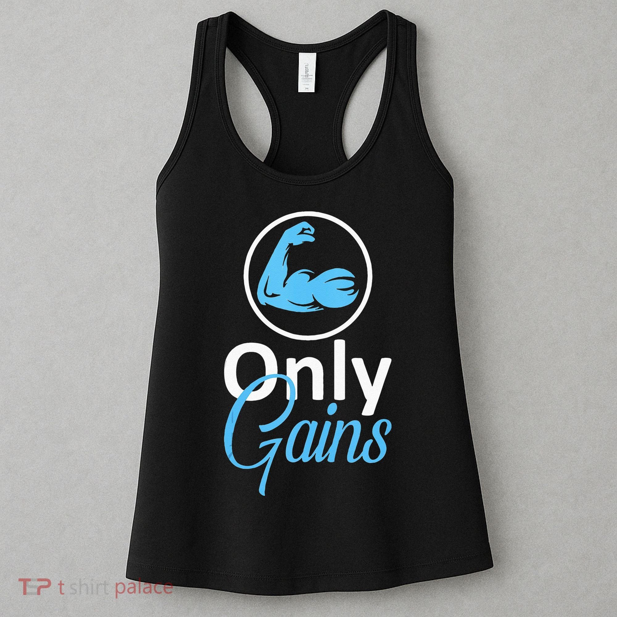Only Gains Funny Gym Fitness Workout Parody Women's Tank Top