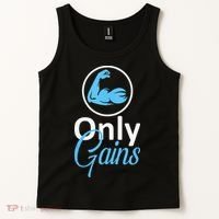 Only Gains Funny Gym Fitness Workout Parody Tank Top thumb 2