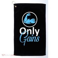 Only Gains Funny Gym Fitness Workout Parody Golf Towel thumb 0