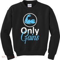 Only Gains Funny Gym Fitness Workout Parody Kids Sweatshirt thumb 0
