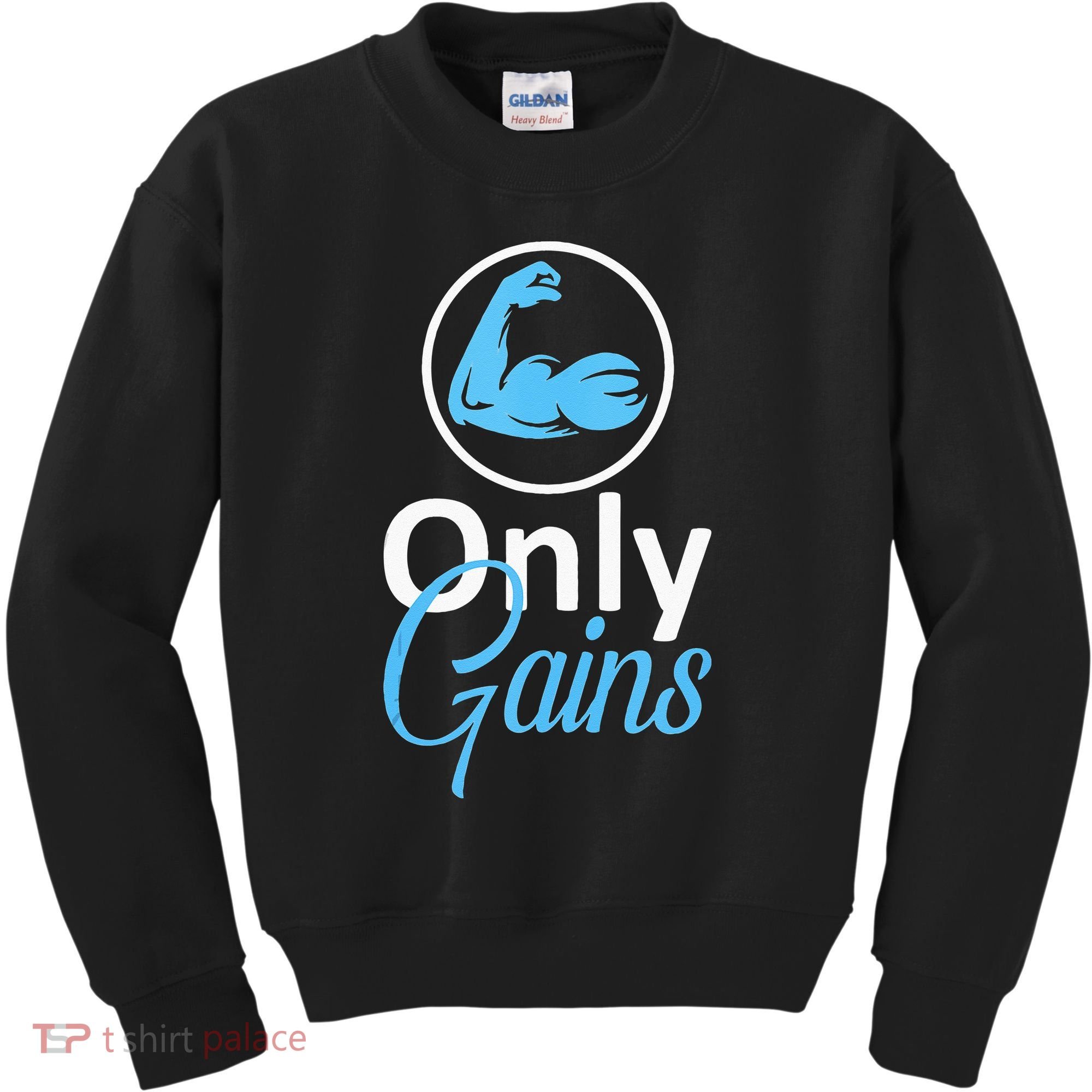 Only Gains Funny Gym Fitness Workout Parody Kids Sweatshirt