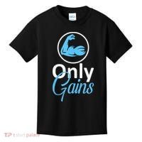 Only Gains Funny Gym Fitness Workout Parody Kids T-Shirt thumb 0