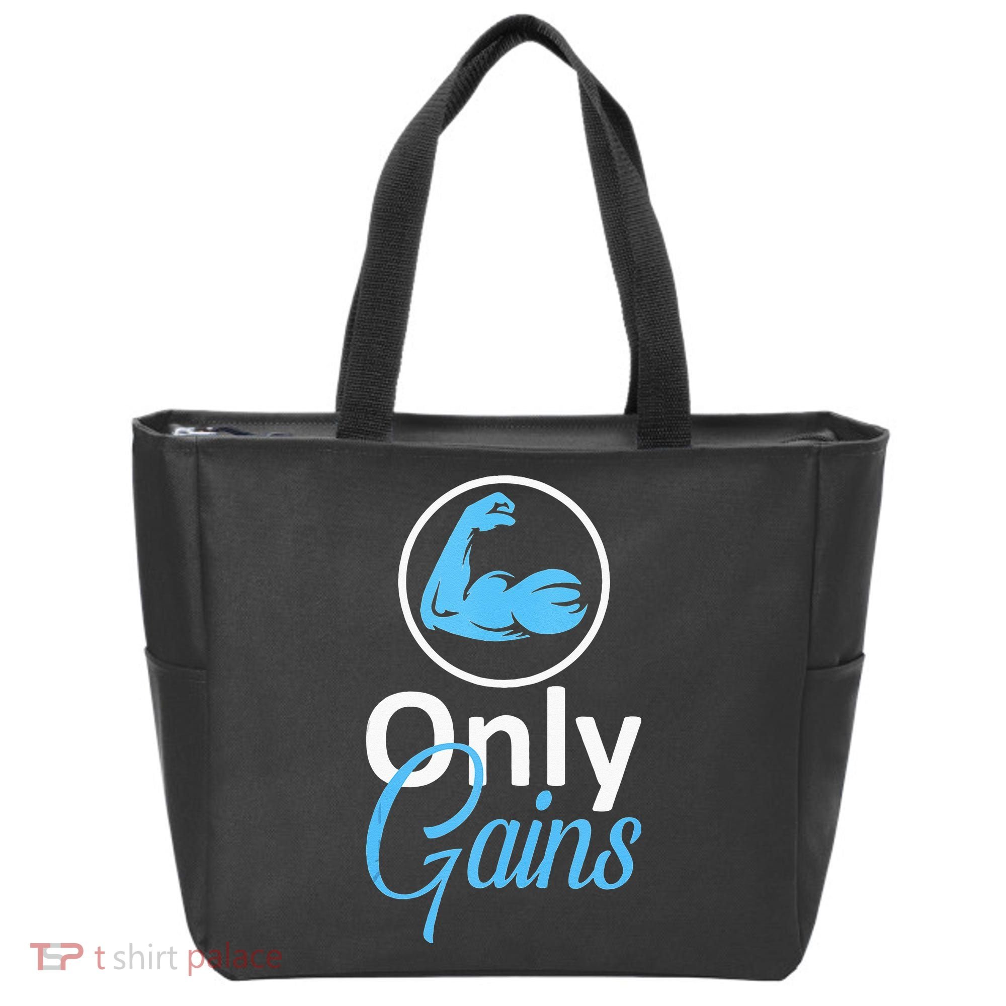 Only Gains Funny Gym Fitness Workout Parody Tote Bag