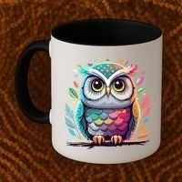 Owl Graphic Owl Artwork Bird Art Animal Owl Funny Gift Coffee Mug thumb 2
