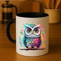 Owl Graphic Owl Artwork Bird Art Animal Owl Funny Gift Coffee Mug thumb 4