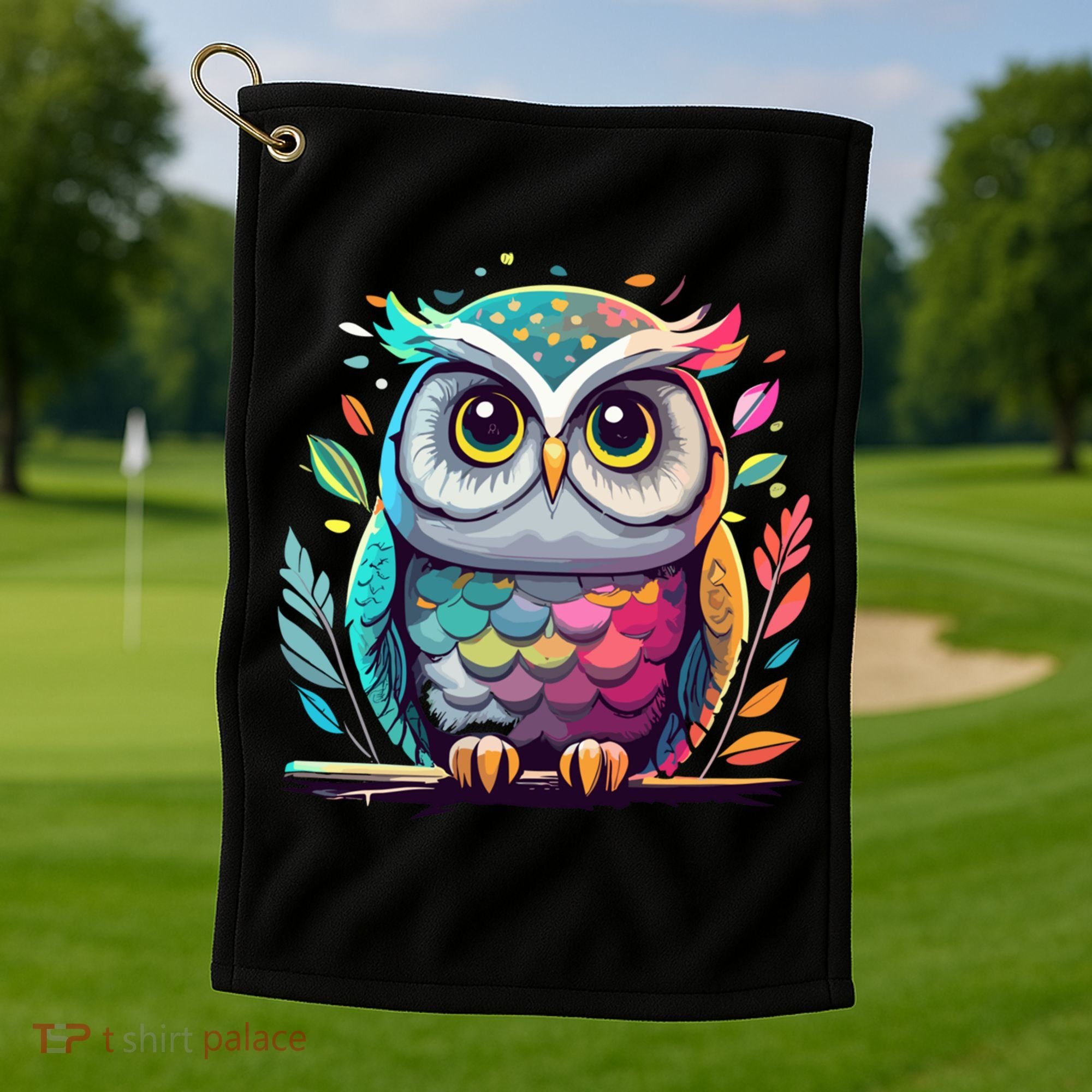Owl Graphic Owl Artwork Bird Art Animal Owl Funny Gift Golf Towel
