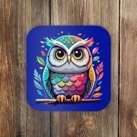 Owl Graphic Owl Artwork Bird Art Animal Owl Funny Gift Coaster thumb 0