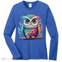 Owl Graphic Owl Artwork Bird Art Animal Owl Funny Gift Women's Long Sleeve Shirt thumb 0