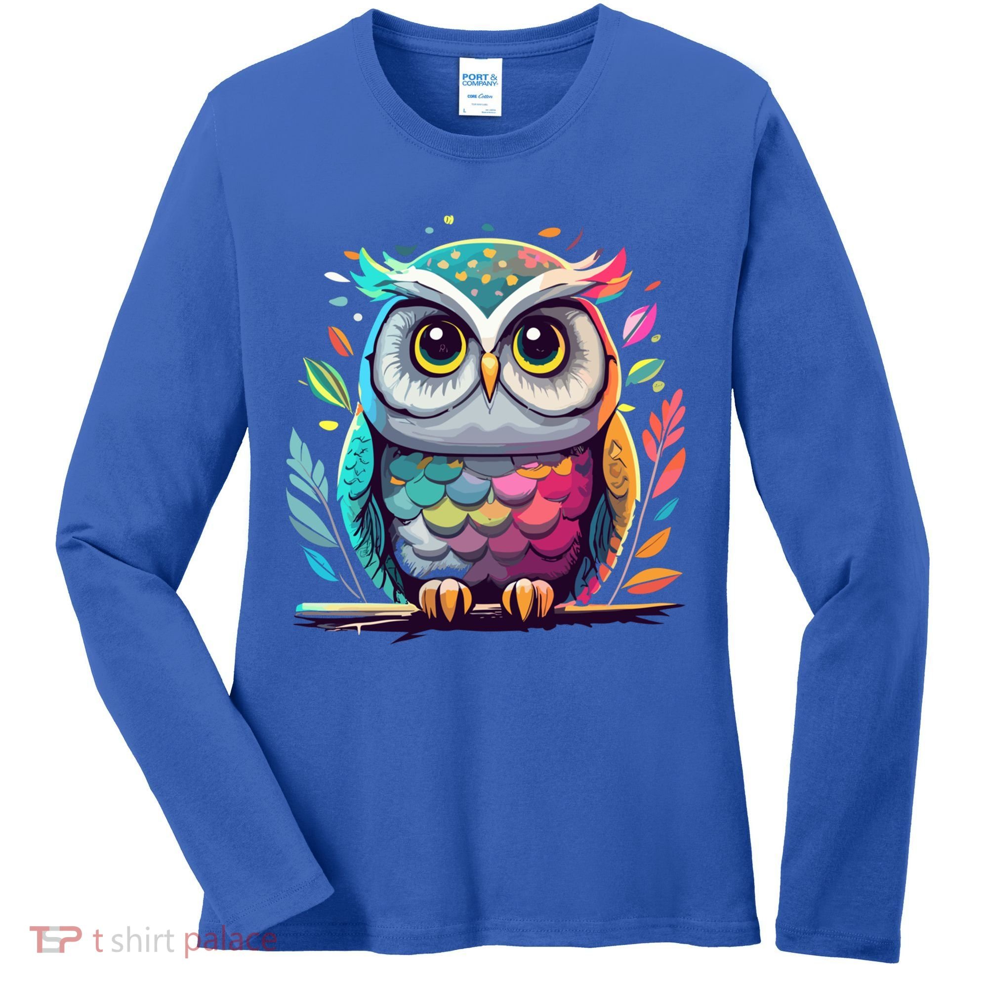 Owl Graphic Owl Artwork Bird Art Animal Owl Funny Gift Women's Long Sleeve Shirt