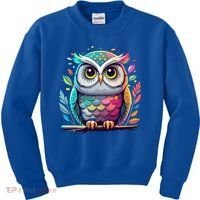 Owl Graphic Owl Artwork Bird Art Animal Owl Funny Gift Kids Sweatshirt thumb 0
