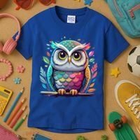 Owl Graphic Owl Artwork Bird Art Animal Owl Funny Gift Kids T-Shirt thumb 3