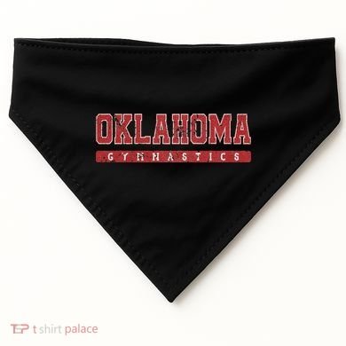 Oklahoma Gymnastics Red Vintage Text USA-Made Doggie Bandana